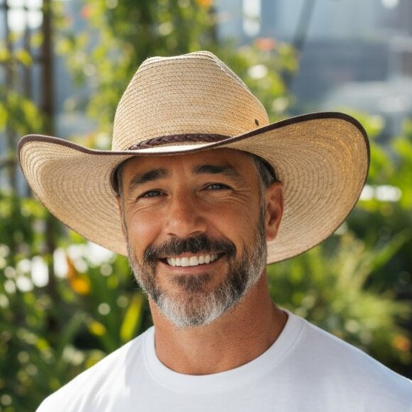 Paramount Outdoors Straw Cowboy Hat with Brown Trim - Picture 1 of 9